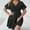 Black, variant on Dresses for Women 2024 Women Plus-Size Printing Elastic Waist V-Neck Short Sleeve Dress on Clearance