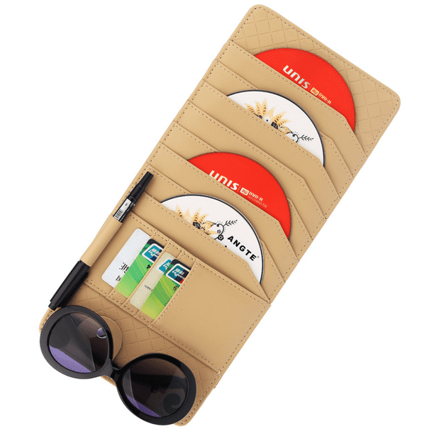 CD Sun Visor Organizer CD DVDs Storage Case Holder Leather Vehicle