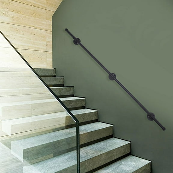 Miumaeov 5FT Iron Handrail for Steps Stair Railing Hand Rail Kit Black For Outdoor & Indoor