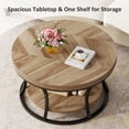 thumbnail image 4 of Round Coffee Table for Living Room, 2-Tier Circle Coffee Table with Storage, Accent Center Table Modern Design, Wooden Grain and Black, 4 of 7