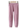 thumbnail image 2 of Tfken Trousers For Girls Kids Size 3-4 Years Casual Fleece Warm Elastic Waist Solid Color Purple Pants, 2 of 6
