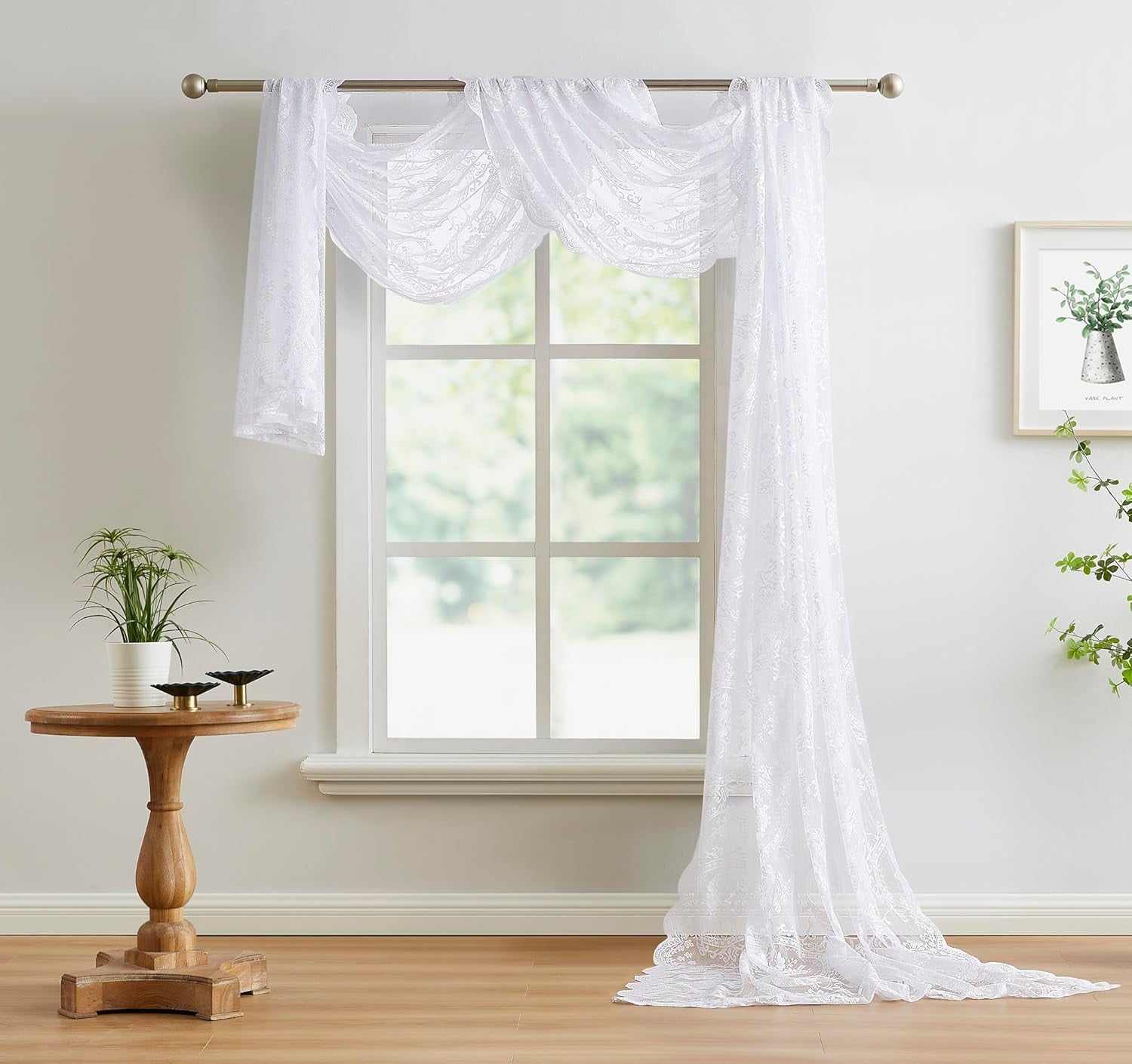 WARM HOME DESIGNS 55 x 216 Inch White Lace Canopy Bed Curtains are Perfect for Queen Bed Canopy to Create Black Bedroom Decor, Gothic Bedroom Decor or Halloween Room Decor. LEC CANOPY 216 WHITE