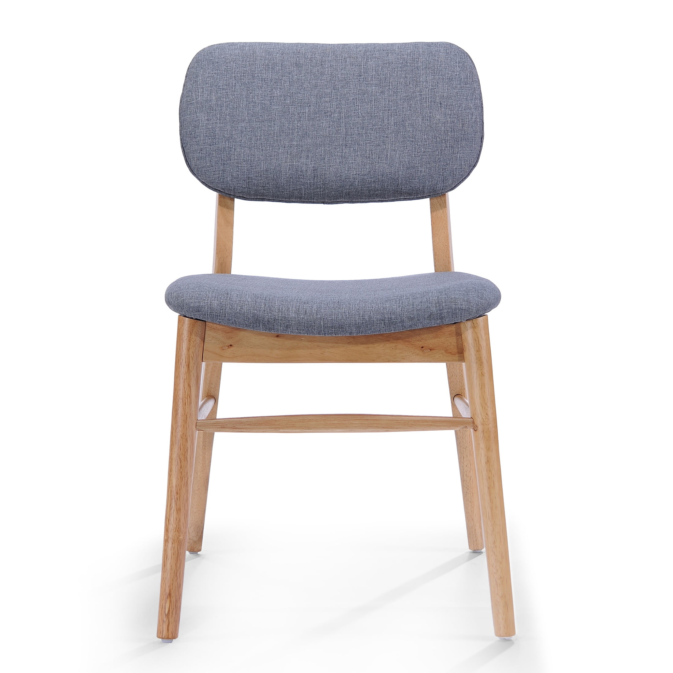 Dining Chairs Set of 2, Rubberwood Chairs with Upholstered Seat for Living Room, Dining Room, Natural + Gray