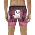 thumbnail image 2 of Men's Boxer Briefs, Cute Pink Halloween Ghost Soft and Breathable Mens Underwear Boxer Briefs With Widen Waist, 2 of 5