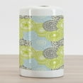thumbnail image 2 of Floral Ceramic Toothbrush Holder, Pastel Colored Flowers with Folk Style Effects Design Nature Print, Decorative Versatile Countertop for Bathroom, 4.5" X 2.7", Apple Green Aqua Grey, by Ambesonne, 2 of 4