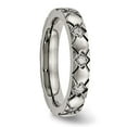 thumbnail image 4 of Titanium Polished Criss Cross Grooved CZ Ring, 4 of 7