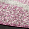 thumbnail image 4 of SAFAVIEH Courtyard Avi Traditional Indoor/Outdoor Area Rug, 6'7" x 6'7" Round, Light Grey/Fuchsia, 4 of 9