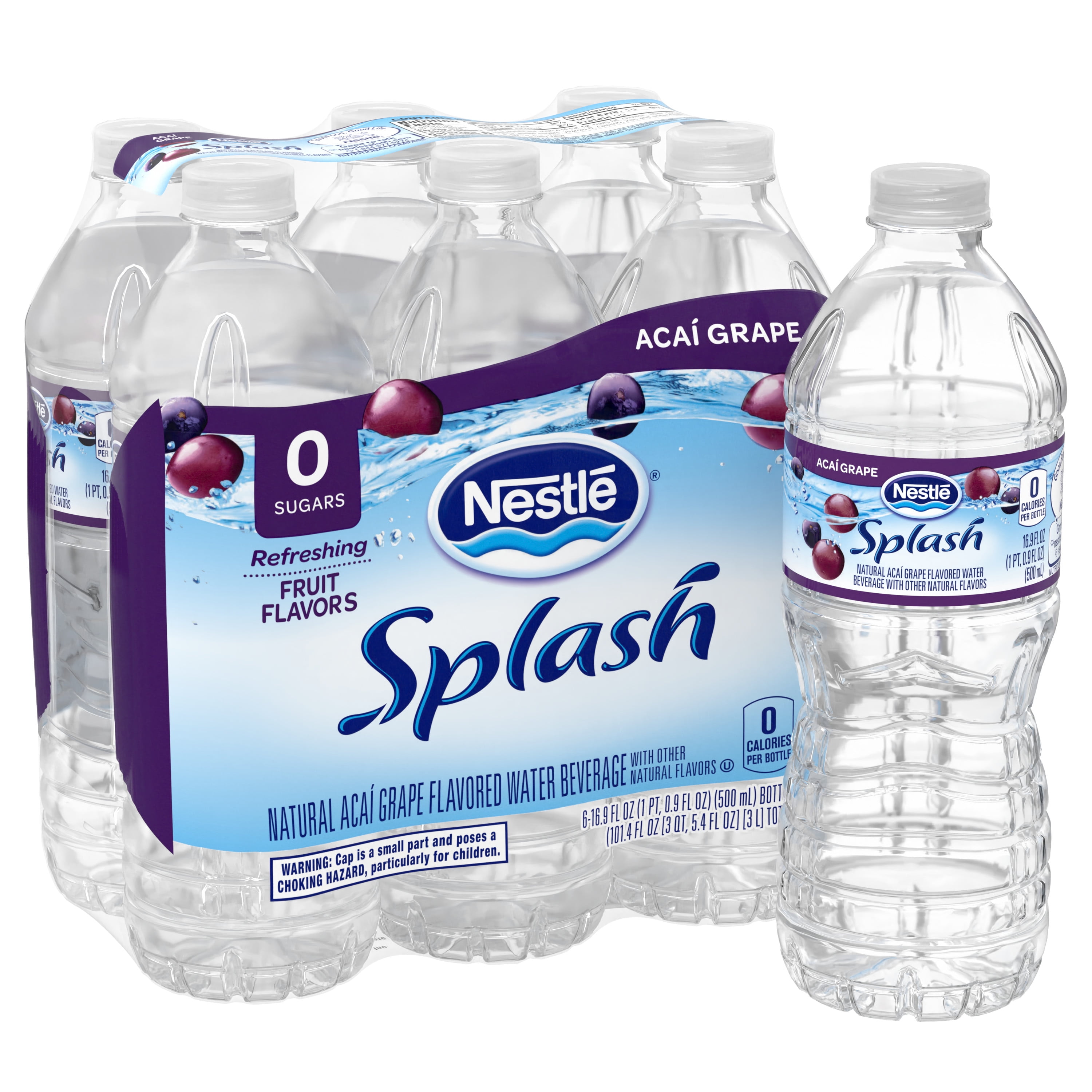 NESTLE SPLASH Water Beverage with Natural Fruit Flavor, Acai Grape