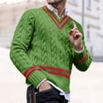 thumbnail image 2 of Ketyyh-chn99 Mens Cardigans Long Sleeve with Hooded Mens Striped Color Matching Knitted Sweaters Are Fashionable And Loose In Autumn And Winter Green,M, 2 of 5
