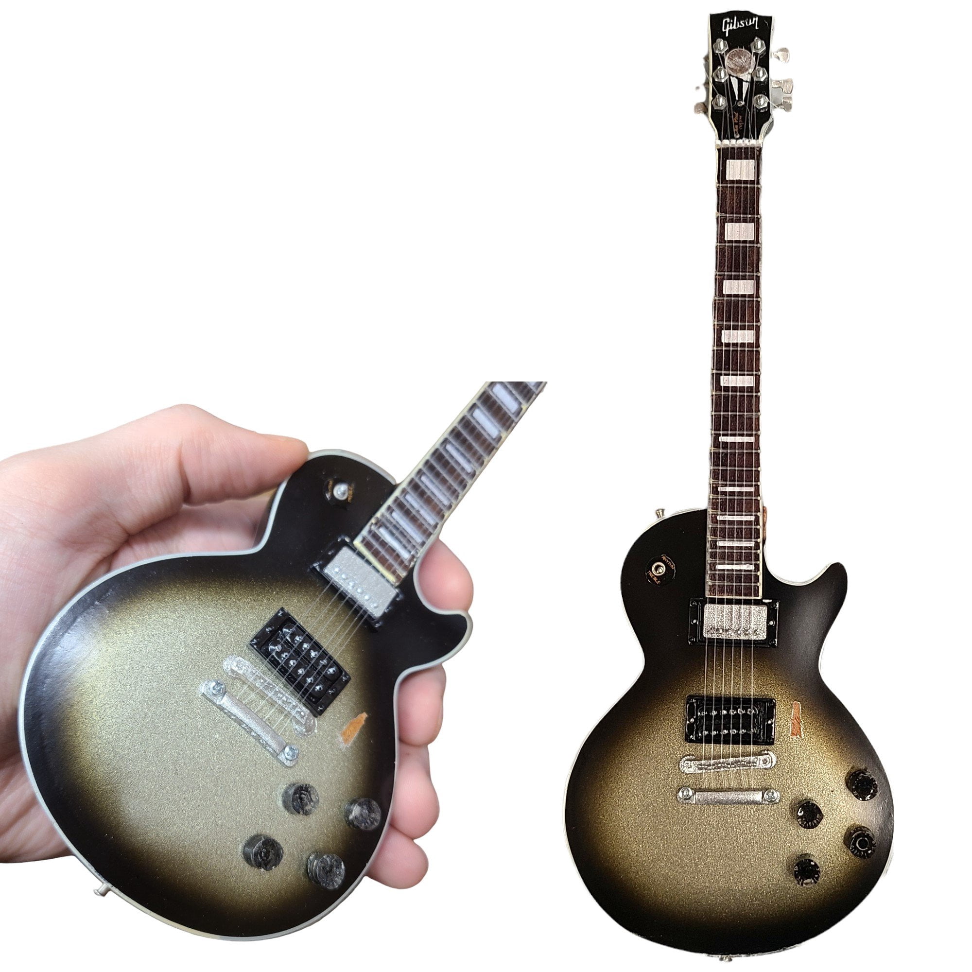 AXE HEAVEN 1979 Les Paul Adam Jones Silver Burst 1:4 Scale Mini Guitar Model, GG-129