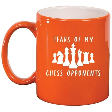 

Tears Of My Chess Opponents Funny Ceramic Coffee Mug Tea Cup Gift for Her Him Friend Coworker Wife Husband (11oz Orange)
