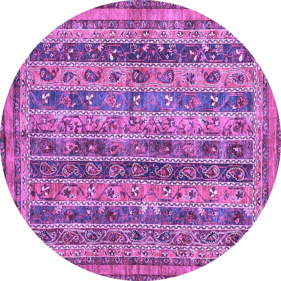 Ahgly Company Indoor Round Abstract Purple Modern Area Rugs, 7' Round