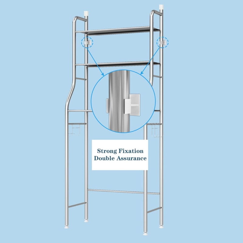 Over The Toilet Storage, 3-Tier Over Toilet Organizer Rack, Freestanding Above Toilet Shelf for Bathroom, Laundry, Space Saver, Stainless Steel