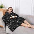 thumbnail image 5 of Oversized Wearable Blanket Hoodie,Black Star Planet Moon Pattern Sherpa Blanket Hoodie with Super Pockets,Super Warm Fuzzy Pullover for Women & Men, 5 of 6