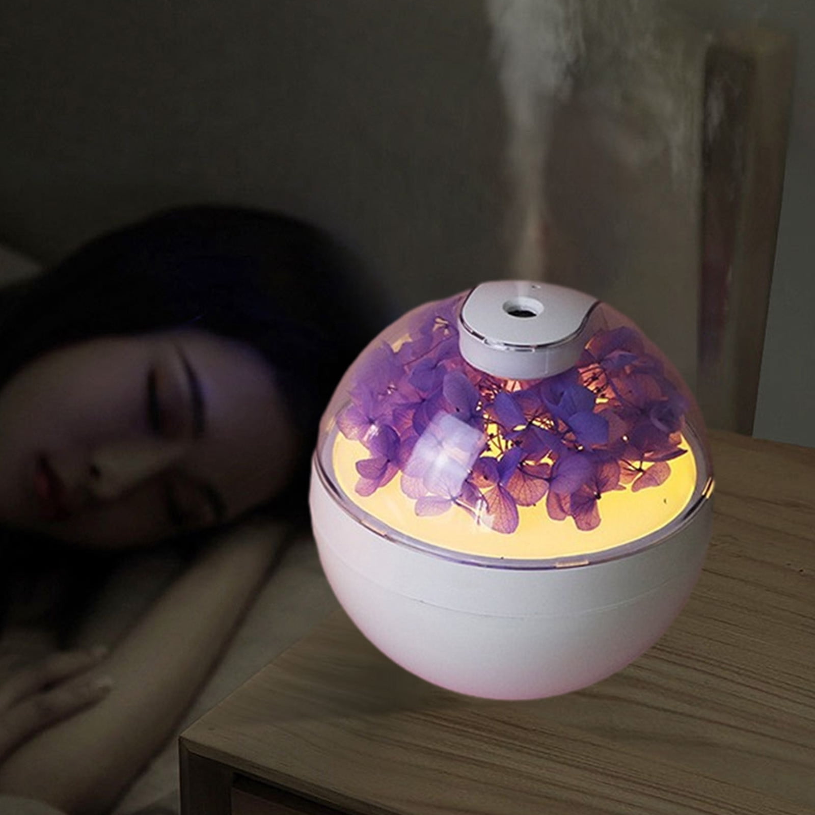 Humidifier for Bedroom,200Ml Everlasting Flower USB Aromatherapy Humidifier (Purple),for Baby Nursery and Plant