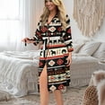 thumbnail image 5 of Yuyamidu Aztec Western Geometric Long Sleeve Robes for Women Nightgowns Lightweight Mid-Calf Length Bathrobes Spa Robes Soft V Neck Nightgown Dress for Girls Size L, 5 of 7