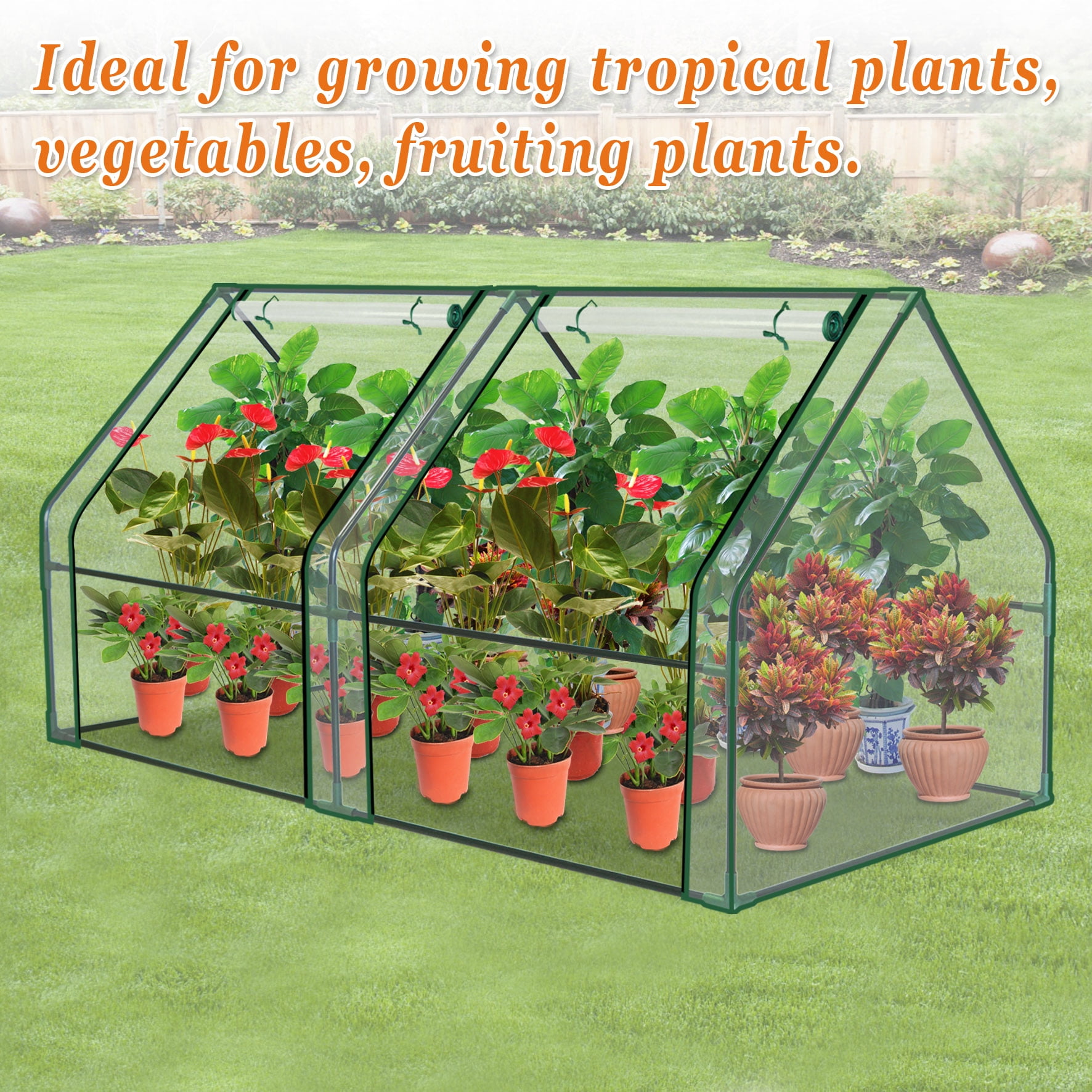 SUNNY Portable Mini Greenhouse Small Garden Greenhouse for Plants/Flowers/Vegetables (3'X6'X3')