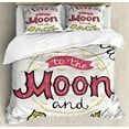 thumbnail image 1 of I Love You Duvet Cover Set King Size, I Love You to the Moon and Back Phrase Hand Drawn Friends Couples Design, Decorative 3 Piece Bedding Set with 2 Pillow Shams, Pink Yellow Pearl, by Ambesonne, 1 of 3