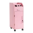 thumbnail image 2 of Hassch Mobile Hair Stylist Cart with Lock & Keys, Rolling Salon Station with 4 Drawers, Stainless Steel Tool Slots and Space-Saving Side Shelf, Pink Beauty Trolley for Salon or Home, 2 of 8