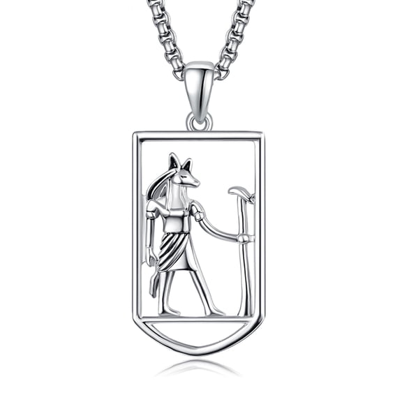 TANGPOET Egyptian Necklace Anubis Pendant Necklace 925 Sterling Sliver Protection Necklace Amulet Jewelry for Men Women