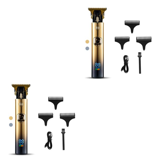 Qarigey Cortapelos eléctrico recargable profesional ajustable recortadora pantalla Digital viaje salón peluquero afeitadora regalo para hombres Oro 2piezas Qarigey CBP277029