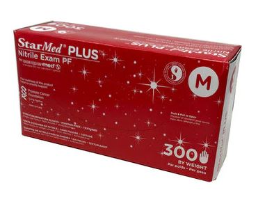 StarMed Plus SMNP303 Powder-Free, Nitrile Exam Grade Disposable Gloves, Medium, 2-4 mil, 300/Box