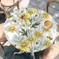 thumbnail image 4 of Round Table Cover 45-54 Inch Yellow Spring Floral Waterproof Reusable Table Cloth Round Fitted Vinyl Tablecloth with Elastic Edged for Parties Outdoors, Summer Daisy Botanical Flowers, 4 of 6