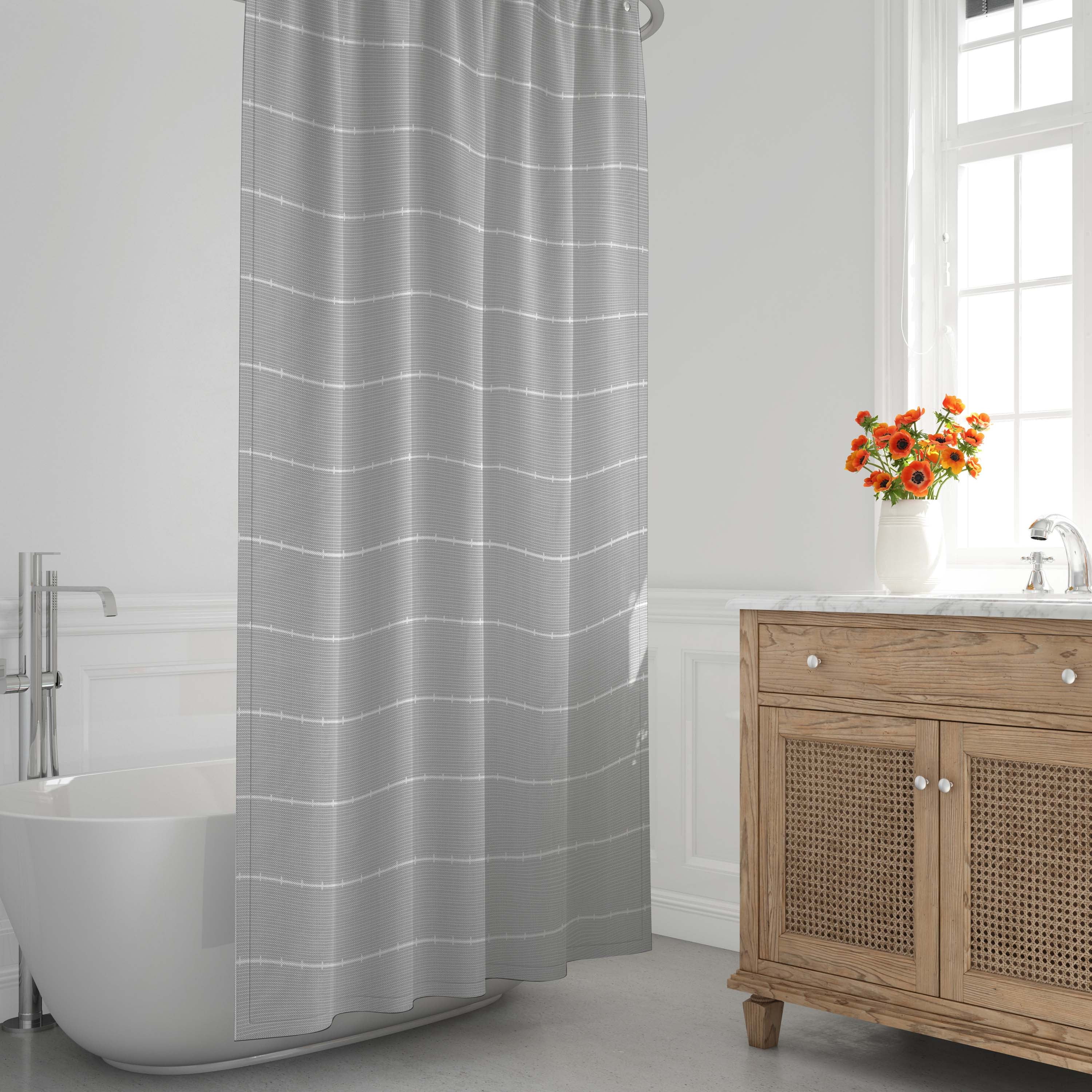 Gray Stripe Shower Curtain, Recycled Cotton, 72” x 72”, Quality Living