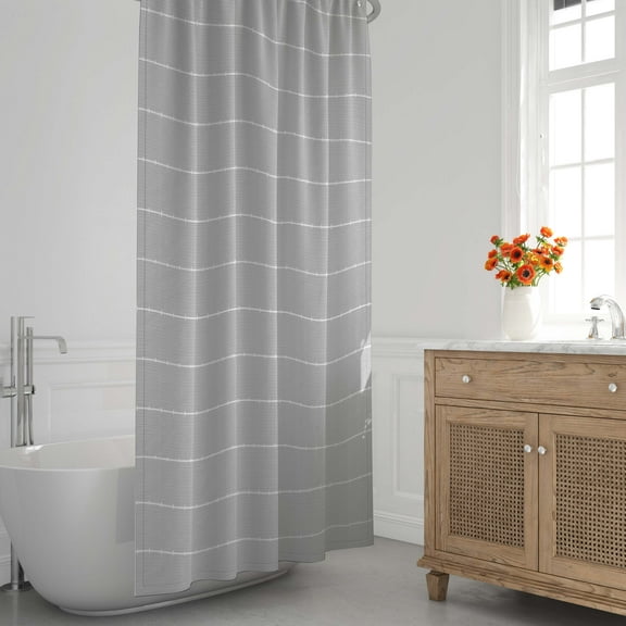 Stripe Shower Curtain, Recycled Cotton, 72” x 72”, Metro Farmhouse