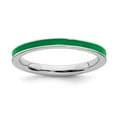 thumbnail image 1 of 925 Sterling Silver Stackable Expressions Green Enameled 2.25mm Ring Size: 9; for Adults and Teens; for Women and Men, 1 of 5