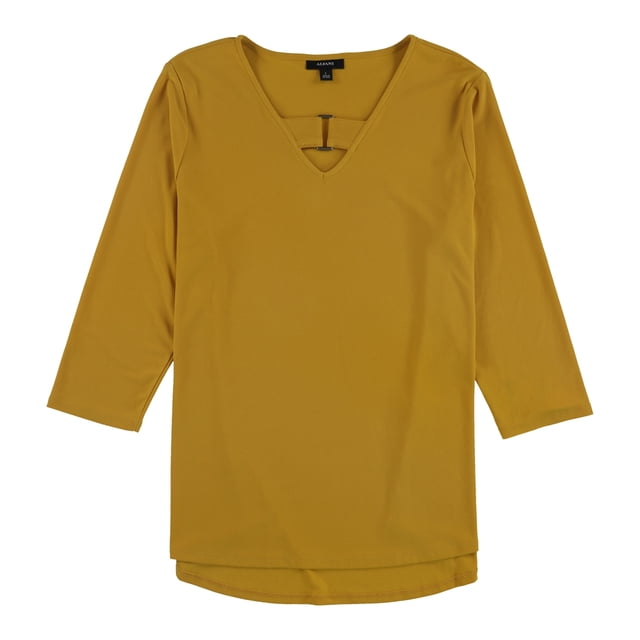 Alfani Womens Keyhole Pullover Blusa, Amarillo, Grande