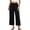 Black, variant on ROHUUQUE Women's Pajama Pants Cotton Blend Wide Leg Loose Drape Cropped Casual Elastic Waist Home Sleep Bottoms Lounge