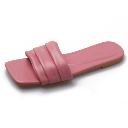 

Hawee Women Girls Summer Flat Slide Sandals Ruffled Layers