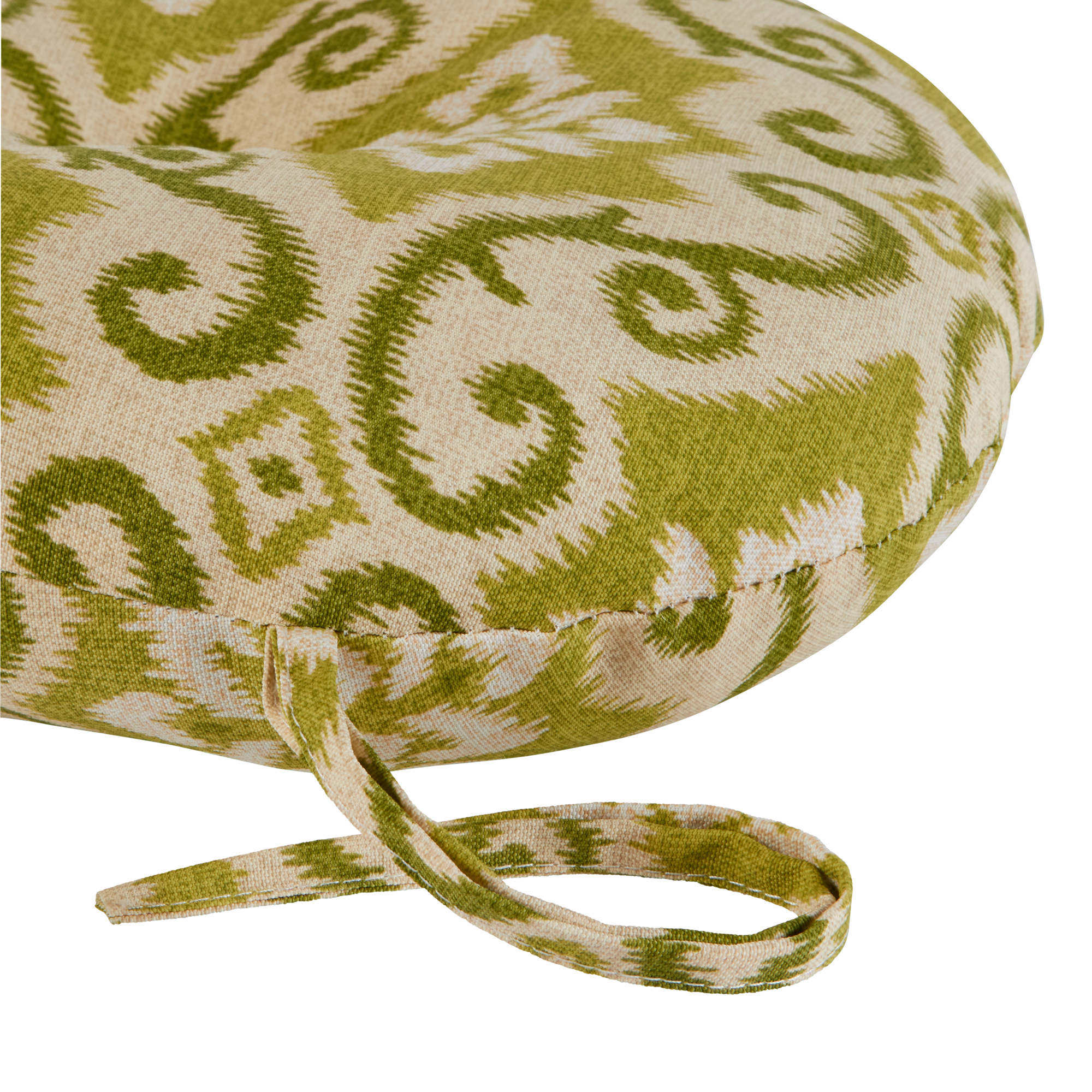Greendale Home Fashions Shoreham Green Ikat 15 in. Round Outdoor Reversible Bistro Seat Cushion (Set of 2) - image 4 of 6