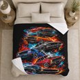 thumbnail image 5 of Bold Muscle Cars Rising Flames, Cozy Friendship Quote Scene, Warm Flannel Blanket for Living Room and Reading Nook, Art Lovers Friendship Gift, Artistic Home Decor, 5 of 9