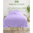 thumbnail image 2 of 6-PC Pure Giza Cotton Twin XL Size, Lilac Color Bedsheet Set - 300-Thread-Count, 18-inch deep pockets [1 flat sheet, 1 fitted sheet, 2 pillowcases], 2 of 7