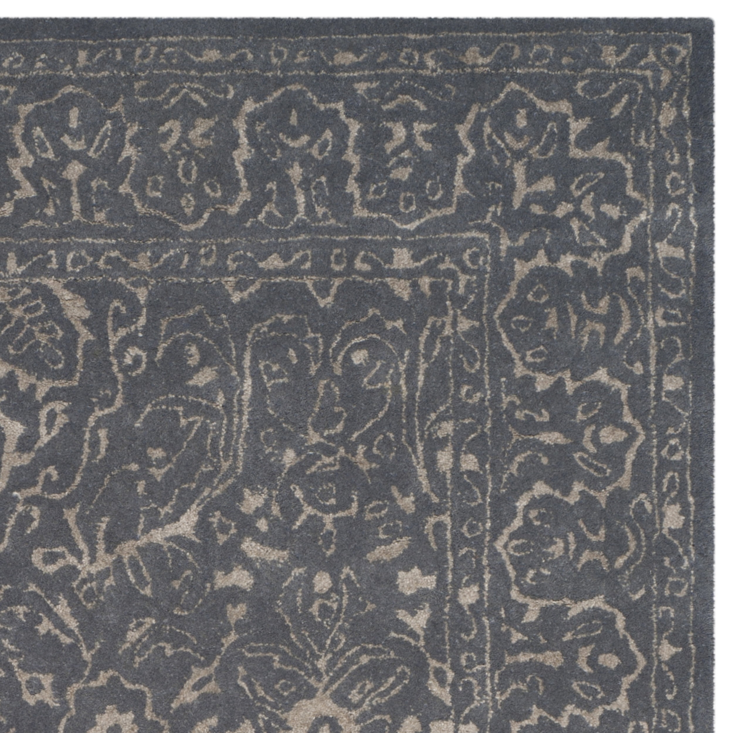 SAFAVIEH Glamour Kalisha Traditional Wool Area Rug, Steel/Blue, 2' x 3'