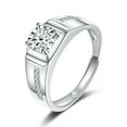 thumbnail image 3 of Shiny Full Diamond Ring Round Cut Cubic Zirconia Promise Ring Wedding Ring for Men Silver Ring Eternity Platinum Simulate Adjustable Ring, 3 of 8