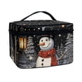 thumbnail image 2 of HELLHERO Snowman Lantern Night Makeup Bag Organizer Travel Make Up Organizer With Brush Storage Wide-open Double Zipper for Women Men, 2 of 6