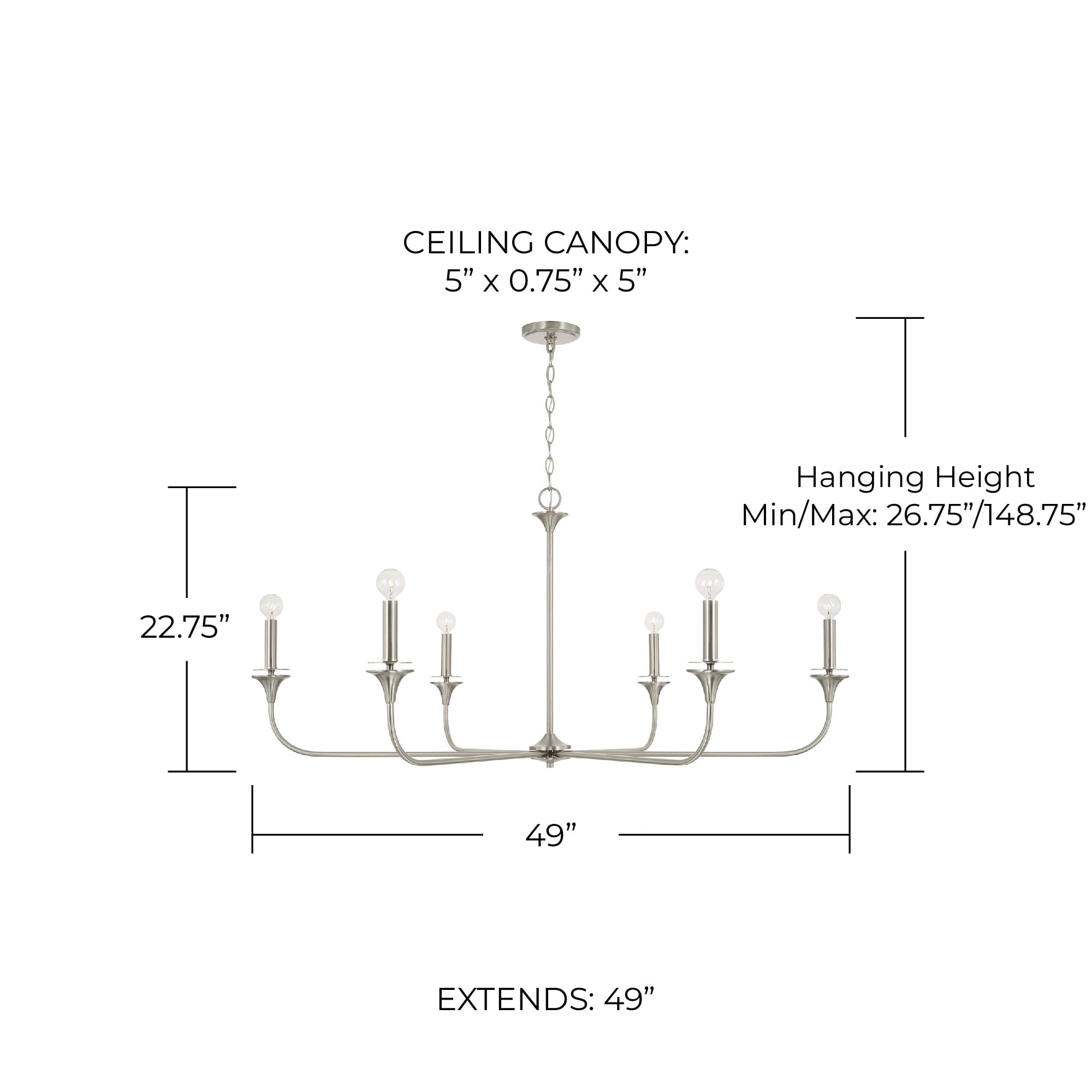 Capital Lighting 448961AD Presley 6 Light 49" Wide Candle Style Chandelier - Brass