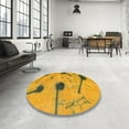 thumbnail image 4 of Ahgly Company Tapis Rond Abstrait Cannelle Brun Lavable en Machine, 5 Pieds Rond, 4 of 7