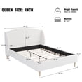thumbnail image 4 of GDF Studio Retro Boucle Upholstered Queen Bed, Platform Bed with Wingback Headboard, White, 4 of 8
