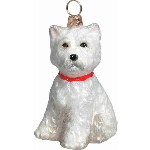 West Highland Terrier Westie Puppy Dog Polish Glass Christmas Tree Ornament New