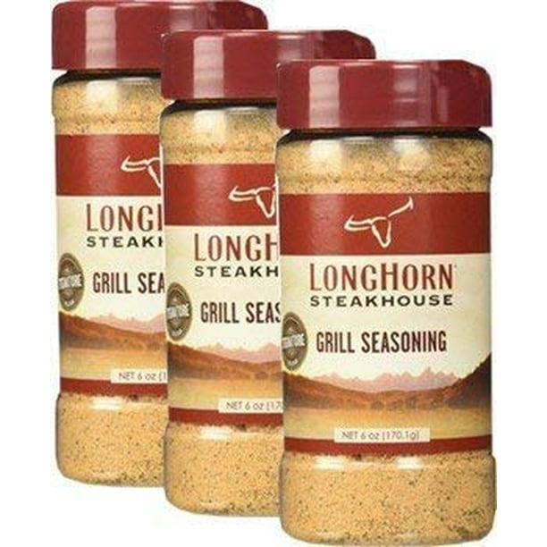 Longhorn Steakhouse Grill Seasoning 6oz Bottle (Pack of 3) by Longhorn