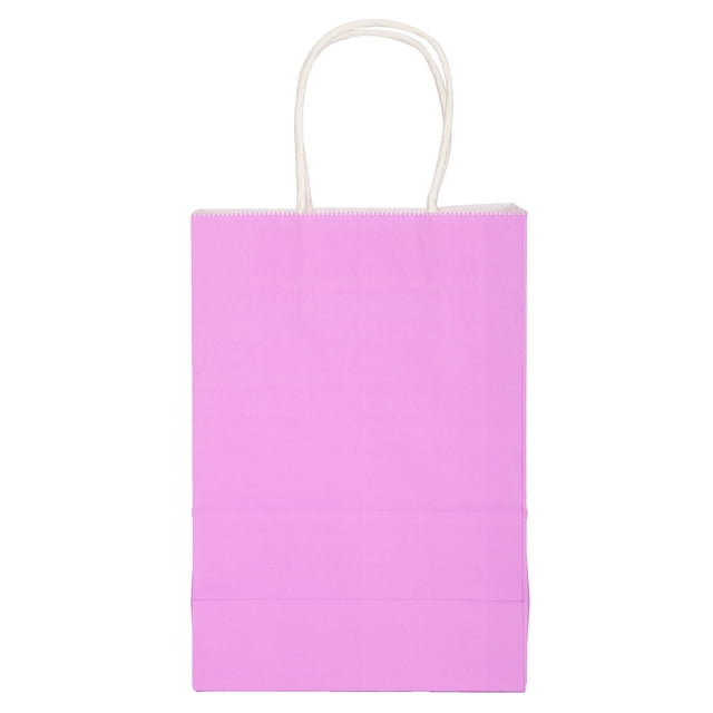 Bolsas de regalo de papel kraft morado, 15 x 8 x 21 cm, juego de 10 para compras y fiestas