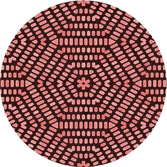 Ahgly Company Machine Washable Indoor Round Transitional Red Area Rugs, 6' Round