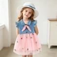 thumbnail image 5 of Babcutegg Cute Denim Skirt With Floral Mesh Overlay, Sleeveless Cowboy-Style Dress And Matching Hat For Young Girls Pink Size 6, 5 of 6