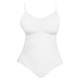 thumbnail image 4 of XIAONU oversize Women's Ruched Front Swimwear Slim Fit Sleeveless V Neck One Piece Swimsuit Stretchy Tummy Control Beach Swimsuits, 4 of 4