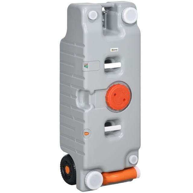 CoSoTower 19.8 Gallon Portable RV Water Tank, Waste Water Storage Tank, with Rotating Drain Spout, Level Indicator and 3 Wheels