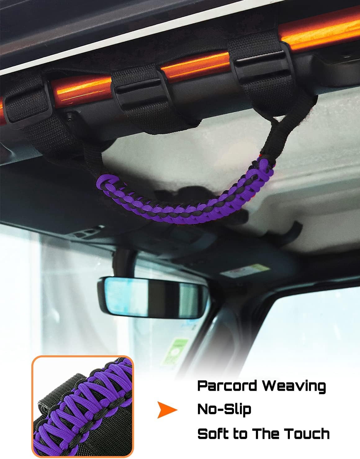 4 x Roll Bar Grab Handles Grip Handle for Jeep Wrangler YJ TJ JK JKU JL JLU & Gladiator JT 1987-2023, Interior Accessories, Purple